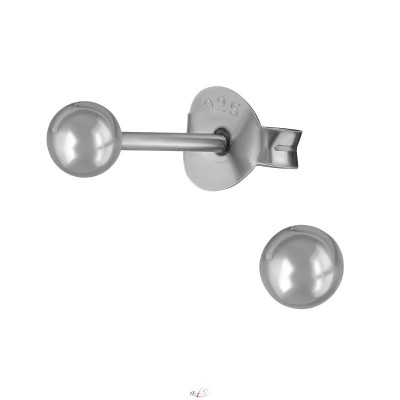3mm gömb ruténium bevonatos stift ezüst fülbevaló - A4S20378