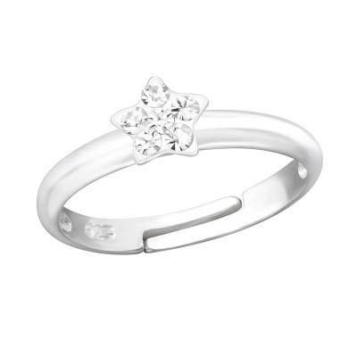 Fehér csillag kristály 925 ezüst gyűrű - A4S43627