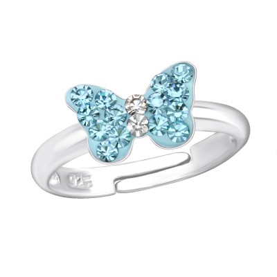 Kék kristályos ezüst gyerek gyűrű - A4S44842