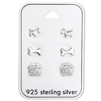 Kutyás stift fülbevaló ezüst ékszer szett - A4S28479