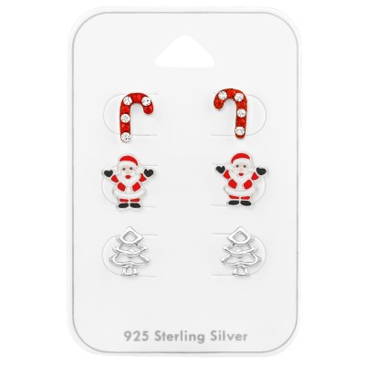 Karácsonyi stift fülbevaló, szett ezüst ékszer - A4S28468