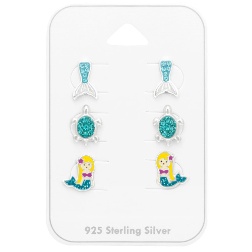 Sellő farok teknős gyermek ékszer szett, 925 ezüst, epoxy, sötét kék csillogás, fekete, sárga, fukszia, krém, kristály köves Sellő farok teknős gyermek ékszer szett, 925 ezüst, epoxy, sötét kék csillogás, fekete, sárga, fukszia, krém, kristály köves