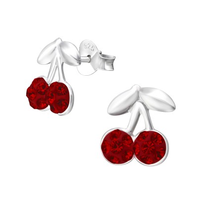 Cseresznye, piros kristály ezüst fülbevaló - A4S14112