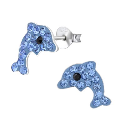 Delfin kék kristály ezüst fülbevaló - A4S15902