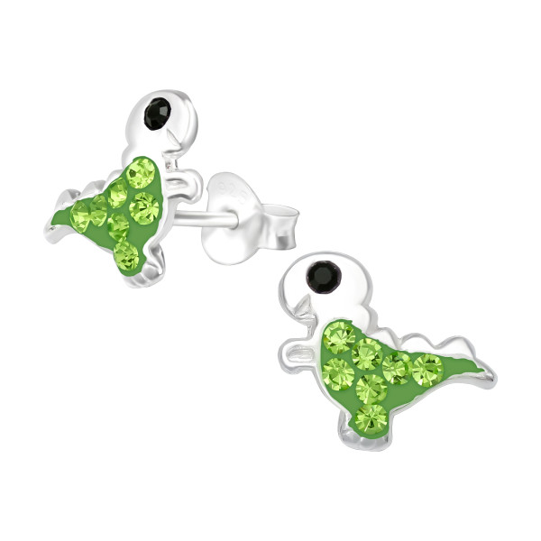 T rex dinoszaurusz gyermek ezüst kristály fülbevaló, 1 pár