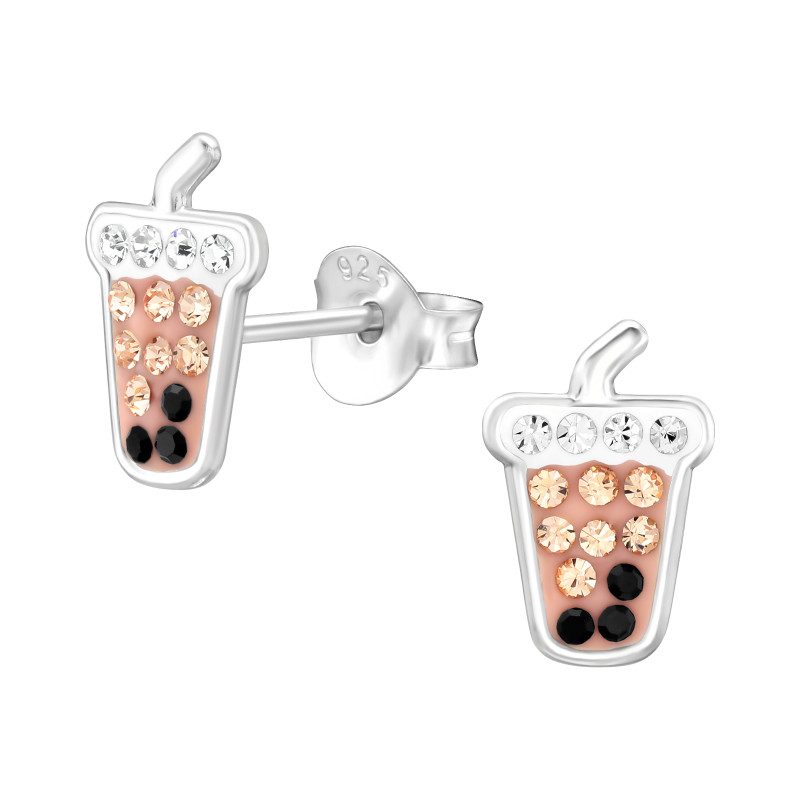 Bubble tea gyerek kristály fülbevaló 925 ezüst Bubble tea gyerek kristály fülbevaló 925 ezüst