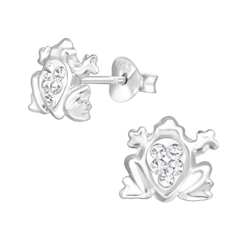 Békás gyermek ezüst kristály fülbevaló, 1 pár