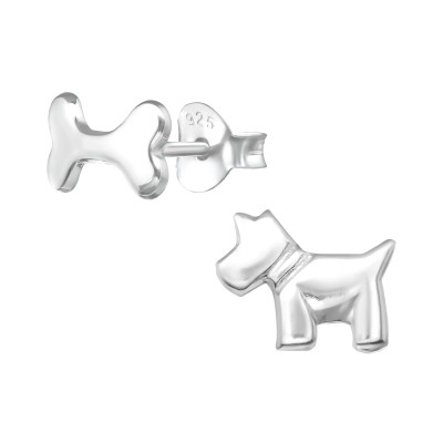 Kutya és csont ezüst stift fülbevaló - A4S30245
