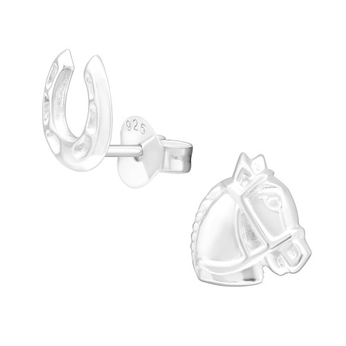 Lovas egyszerű ezüst gyermek fülbevaló,1 pár