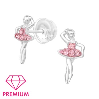 Balerina pink köves prémium ezüst stift fülbevaló - A4S44927