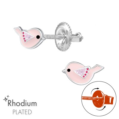 Madár gyerek csavaros fülbevaló 925 ezüst - 1 pár