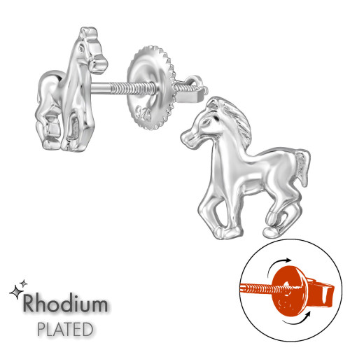 Ló gyerek csavaros fülbevaló 925 ezüst - 1 pár