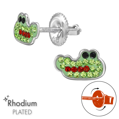 Krokodil kristály gyerek csavaros fülbevaló 925 ezüst - 1 pár