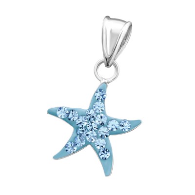 Tengeri csillag kristályokkal ezüst medál gyermek nyaklánchoz - A4S14395