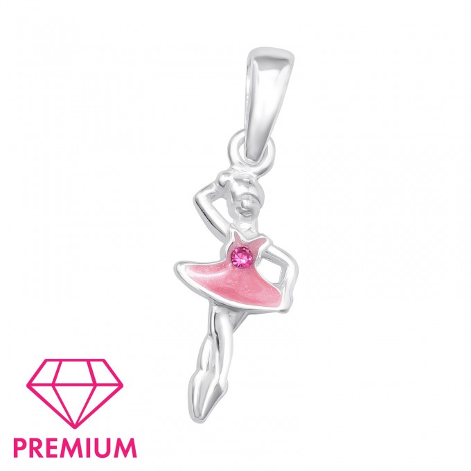 Rózsaszín ezüst prémium balerina medál - A4S46057