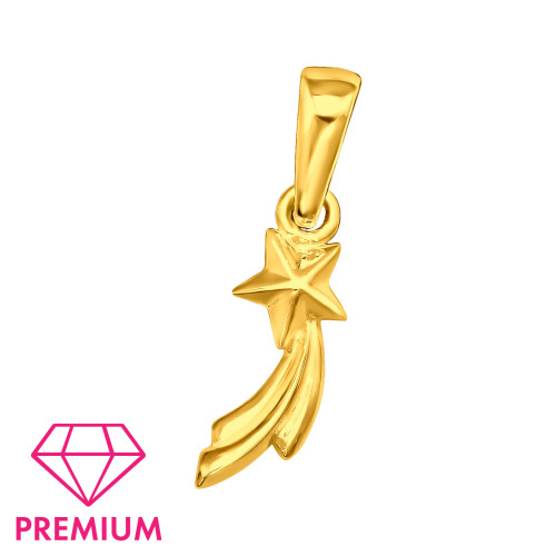 Hullócsillagos ezüst medál akasztóval, gyermek, 24k arany bevonat