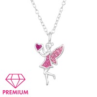 Tündér pink kristályos ezüst prémium gyermek nyaklánc és medál - A4S47641
