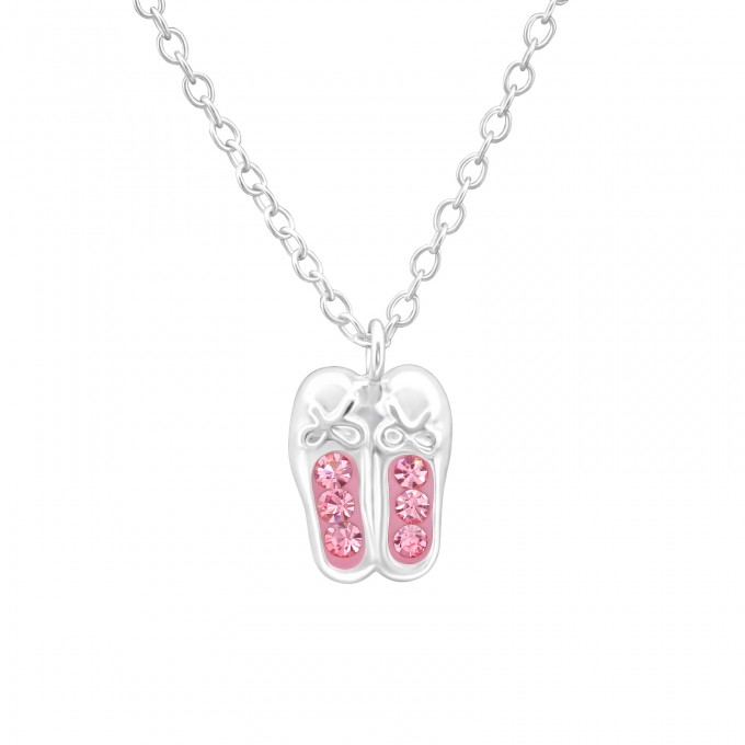 Pink kristályos balerina cipő ezüst nyaklánc - A4S40692