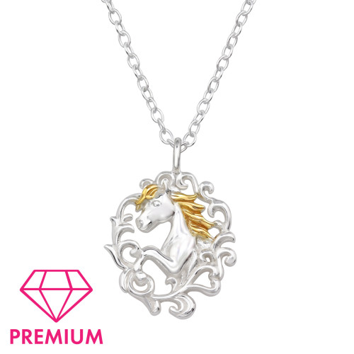 Egyszarvú koszorú prémium gyermek nyaklánc 925 ezüst