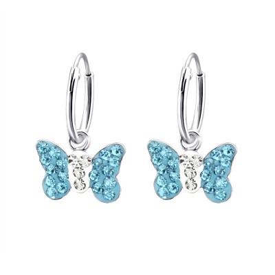 Kék kristályos pillangó karika fülbevaló - A4S2911