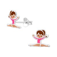 Tornászlány,pink ezüst gyerek fülbevaló