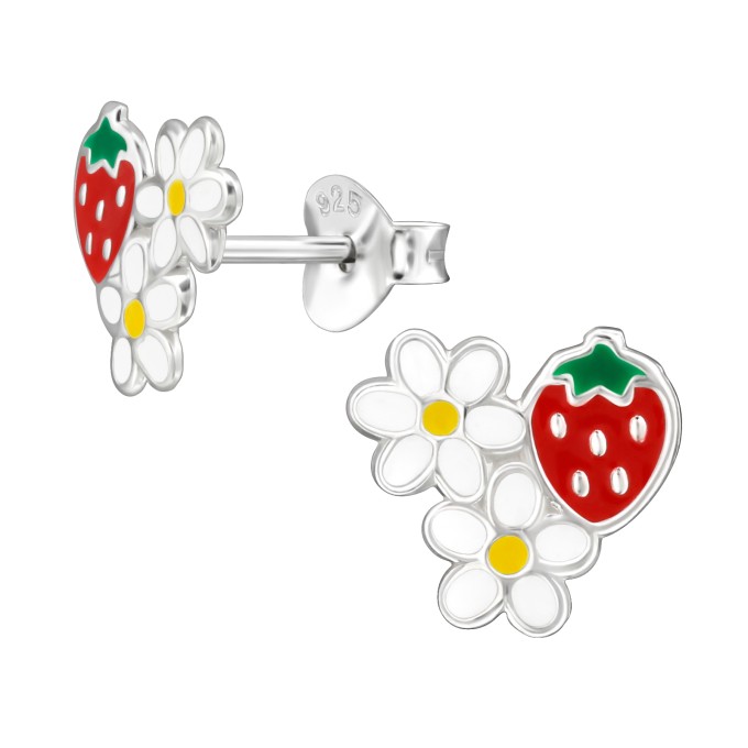 Eper Virág ezüst gyerek fülbevaló