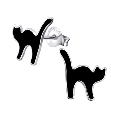 Fekete macska színes fülbevaló - A4S19086