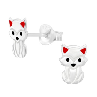 Fehér macska ezüst stift fülbevaló - A4S44902