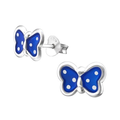 Kék pillangó fehér pöttyös színes fülbevaló - A4S32467