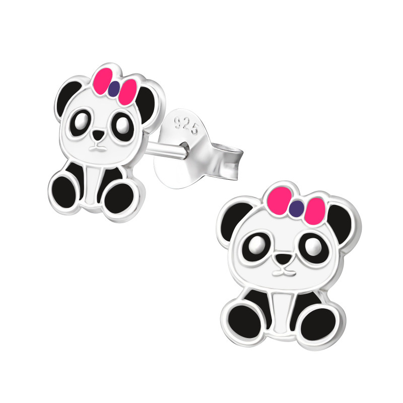 Pandamacis színes stift gyermek fülbevaló, 925 ezüst, 1 pár, epoxy, fekete, fehér, rózsaszín, világos lila Pandamacis színes stift gyermek fülbevaló, 925 ezüst, 1 pár, epoxy, fekete, fehér, rózsaszín, világos lila