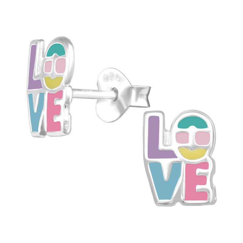 Love lányos színes stift gyermek fülbevaló, 925 ezüst, 1 pár, epoxy, sárga, világoskék, piros, lila, menta, világos rózsaszín Love lányos színes stift gyermek fülbevaló, 925 ezüst, 1 pár, epoxy, sárga, világoskék, piros, lila, menta, világos rózsaszín