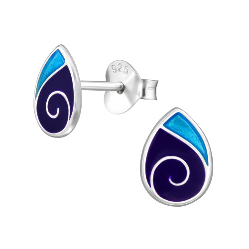 Csepp formájú gyermek bedugós fülbevaló 925 ezüst - 1 pár, epoxy